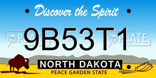 9B53T1 North Dakota License Plate
