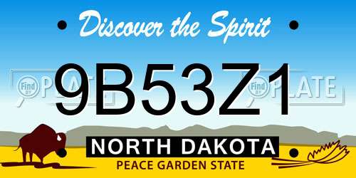 9B53Z1 North Dakota License Plate