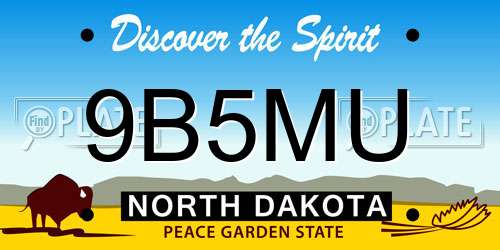 9B5MU North Dakota License Plate