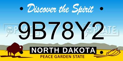 9B78Y2 North Dakota License Plate