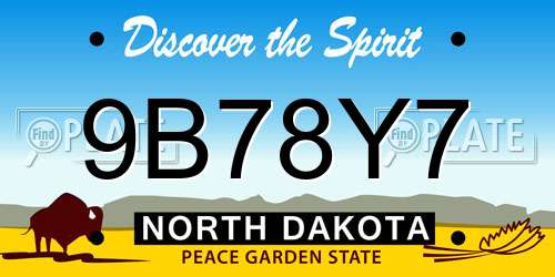 9B78Y7 North Dakota License Plate