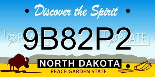 9B82P2 North Dakota License Plate