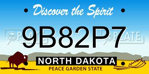 9B82P7 North Dakota License Plate