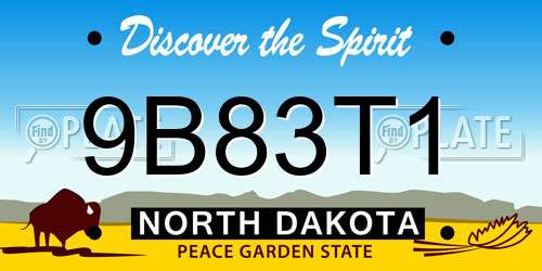 9B83T1 North Dakota License Plate