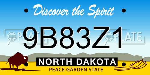 9B83Z1 North Dakota License Plate