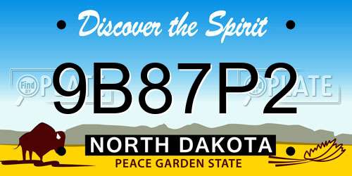 9B87P2 North Dakota License Plate