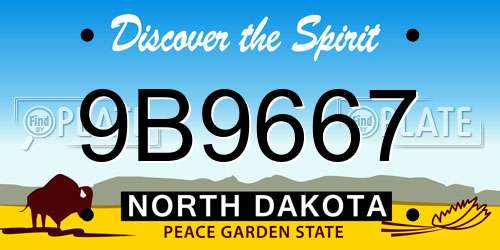 9B9667 North Dakota License Plate