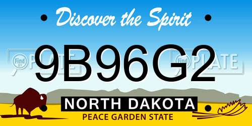 9B96G2 North Dakota License Plate