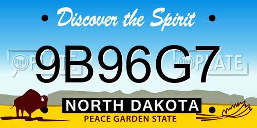 9B96G7 North Dakota License Plate