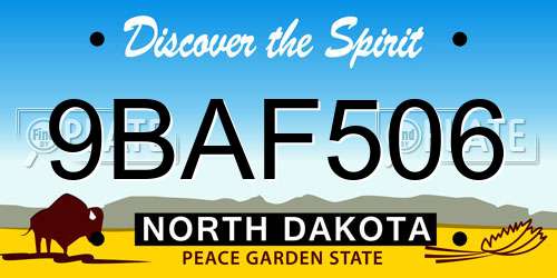 9BAF506 North Dakota License Plate