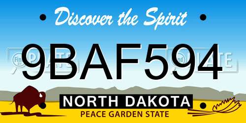 9BAF594 North Dakota License Plate