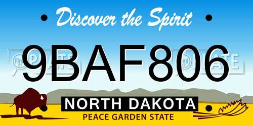 9BAF806 North Dakota License Plate