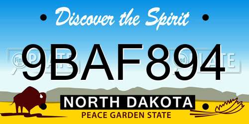 9BAF894 North Dakota License Plate