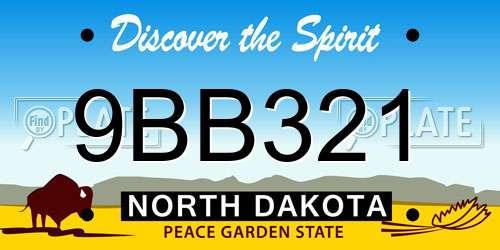 9BB321 North Dakota License Plate