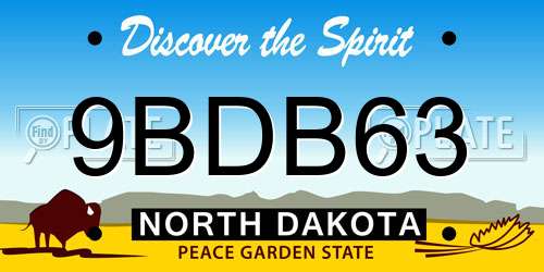 9BDB63 North Dakota License Plate