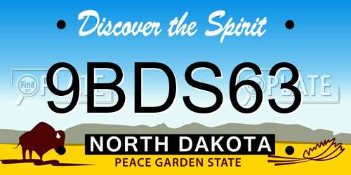 9BDS63 North Dakota License Plate