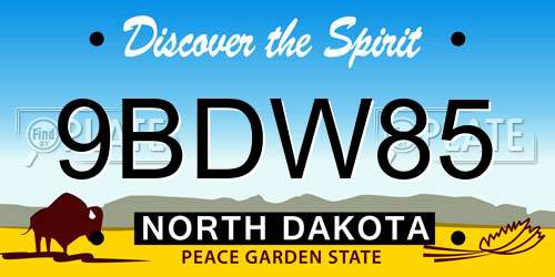 9BDW85 North Dakota License Plate