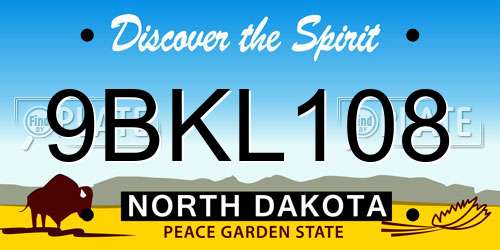 9BKL108 North Dakota License Plate