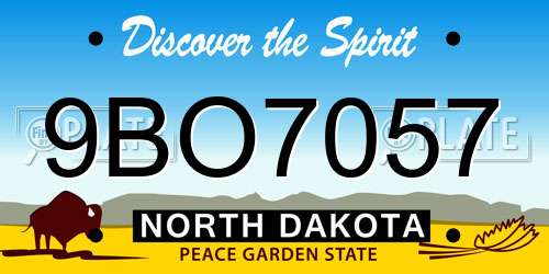 9BO7057 North Dakota License Plate