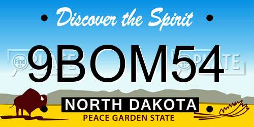 9BOM54 North Dakota License Plate