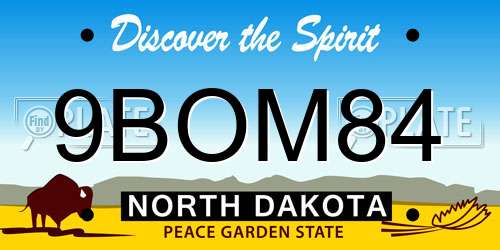 9BOM84 North Dakota License Plate