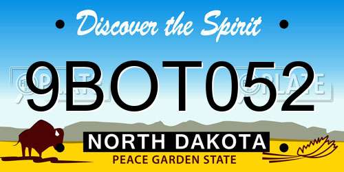 9BOT052 North Dakota License Plate