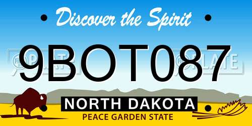 9BOT087 North Dakota License Plate