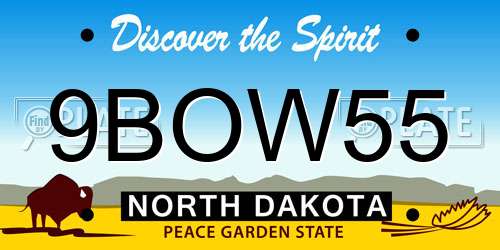 9BOW55 North Dakota License Plate