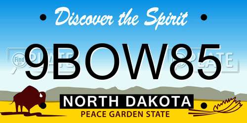 9BOW85 North Dakota License Plate