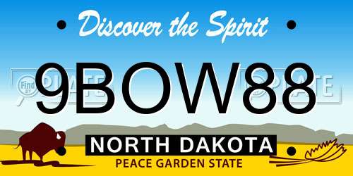 9BOW88 North Dakota License Plate