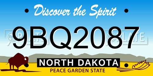 9BQ2087 North Dakota License Plate