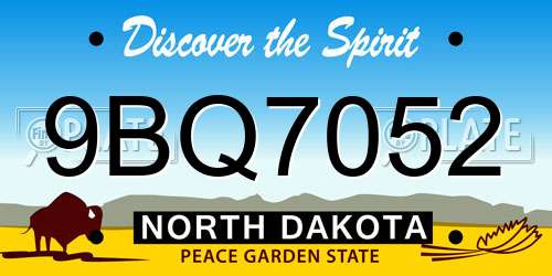 9BQ7052 North Dakota License Plate
