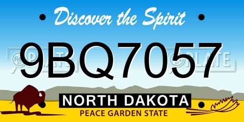 9BQ7057 North Dakota License Plate