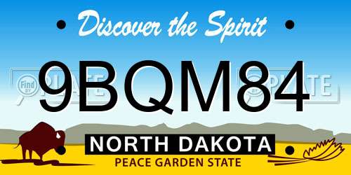 9BQM84 North Dakota License Plate