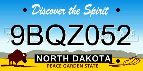 9BQZ052 North Dakota License Plate