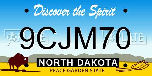 9CJM70 North Dakota License Plate