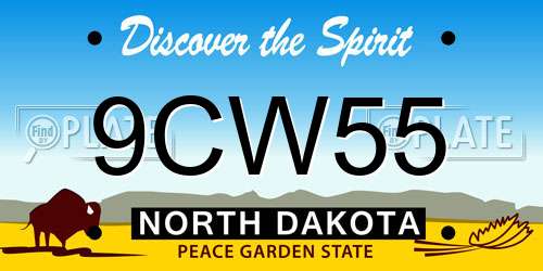 9CW55 North Dakota License Plate