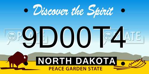 9D00T4 North Dakota License Plate