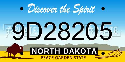 9D28205 North Dakota License Plate