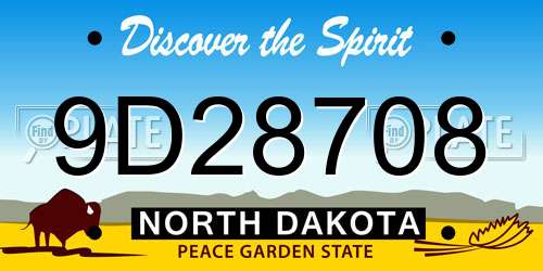 9D28708 North Dakota License Plate
