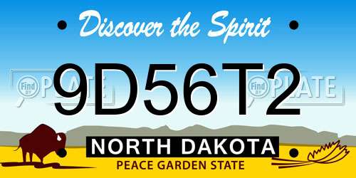 9D56T2 North Dakota License Plate
