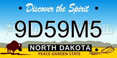 9D59M5 North Dakota License Plate