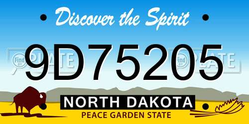 9D75205 North Dakota License Plate