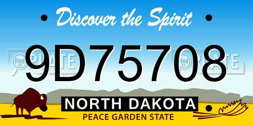9D75708 North Dakota License Plate