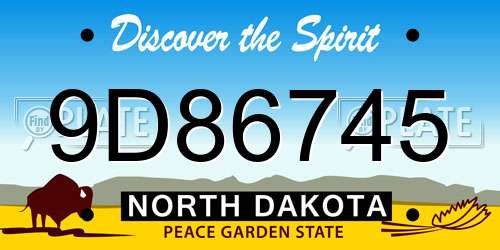 9D86745 North Dakota License Plate