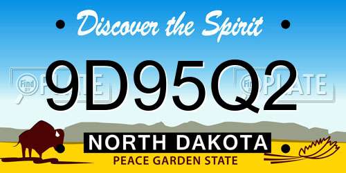 9D95Q2 North Dakota License Plate