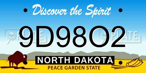 9D98O2 North Dakota License Plate