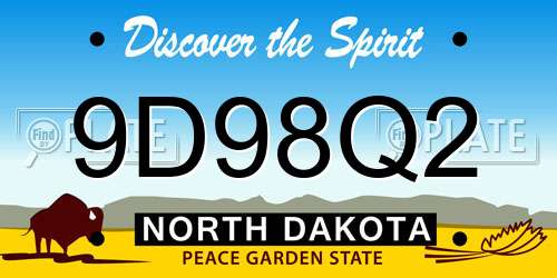 9D98Q2 North Dakota License Plate