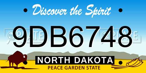9DB6748 North Dakota License Plate