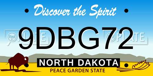 9DBG72 North Dakota License Plate
